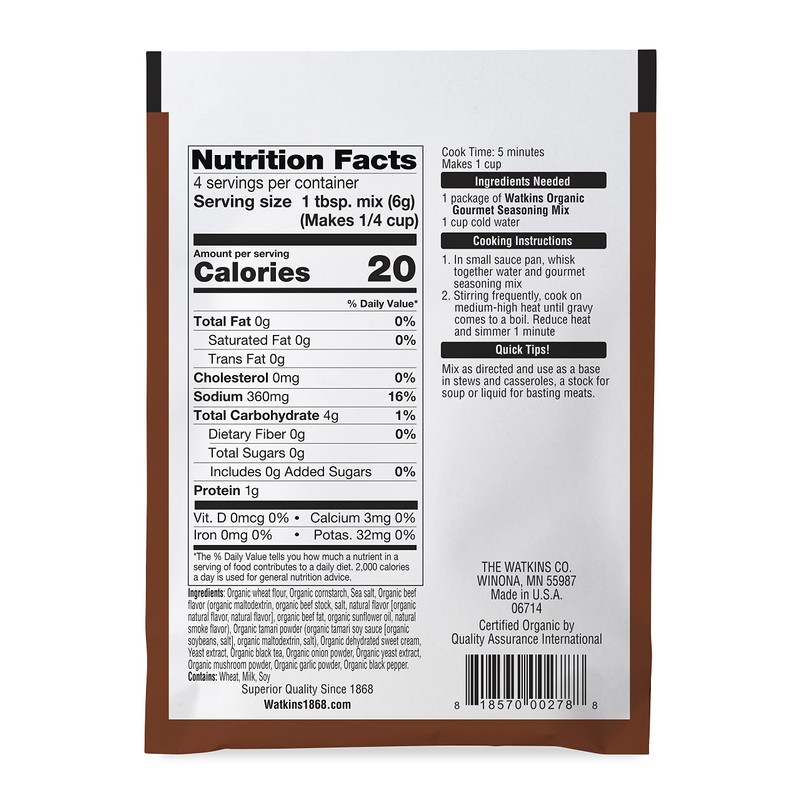 Watkins Organic Brown Gravy Gourmet Seasoning Mix, 0.85 Oz (Pack
