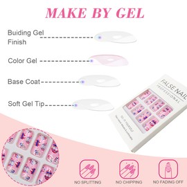 XIELIME 24Pcs Press on Nails Short Square Cute Easter Egg False Nail Glossy Full Cover Designs Stick on Nails Artificial Manicure Decoration for Women and Girls