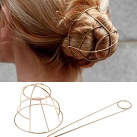 Healvian Metal Hair Bun Cage with Stick Elegant Hair Cuff Bun Holder for Women, Ideal for Parties, Weddings, and Daily Wear