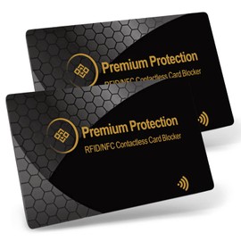 KF-Premium RFID/NFC Anti-Theft Blocking Fraud Protective Cards (Pack of 2) Wallet Protector for Contactless Scam-Proof Credit/Debit Cards, Passports Protection | (Gold)
