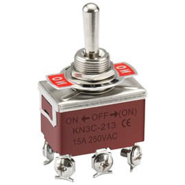 Heschen Metal Toggle Switch, KN3C-213 DPDT, ON/OFF/(ON) Side Momentary, 3 Position, 15A 250VAC, CE