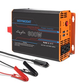 WDYMODAT 600W Pure Sine Wave Inverter, Car Power Inverter 12V to 110V, DC to AC Converter Generator with AC Outlets 3.0A USB Type-C, Remote Controller Truck Inversor for Vehicles, Car, RV, Camping