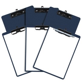 FRETONBA Blue Clipboard with Pen Holder, Set of 6 Plastic Clipboard with Low Profile Metal Clip, Hanging Clip Boards Holds 8.5x11 Inch Papers, Standard A4 Letter Size Clip Boards for Offices & School