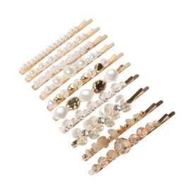 10 Pack Pearls Hair clips for Women Girls Cute Crystal Hair Slides Beaded Hairpins Stone Hair Grips Handmade Metal Gold Hair Barrettes Hair Accessories