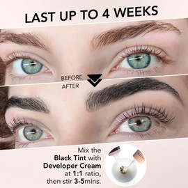 Lomansa Eyelash Tint, Lash Tint Kit, 2 in 1 Eyebrow Dye and Lash Dye Black, 10 Applications Fast and Easy for Beginner, Salon Quality (With Eye Pads)