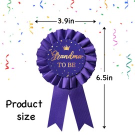 WIDEIDEAL Grandma to Be Pin, Baby Shower Purple Corsage Button Tinplate Badge Pin, Celebration New Grandparents Party Decorations Sign