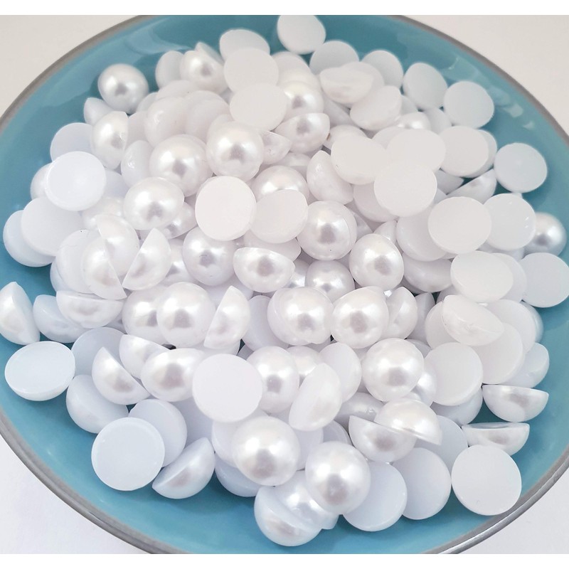 MajorCrafts® 200pcs 9mm White Flat Back Half Round Resin Pearls