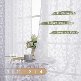 Chyhomenyc - Juego de 2 paneles de cortinas transparentes extralargas de 108 pulgadas de largo, con textura de copetudo suave y aireado para barra, cortinas de tratamiento de ventana de hojas suaves