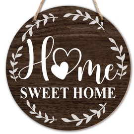 Home Sweet Home Wooden Hanging Sign, Greenery Welcome Sign Front Door Decor, Farmhouse Wall Sign For Front Door, Rustic Welcome Sign Decoration For Home Office Porch Garden Yard -05