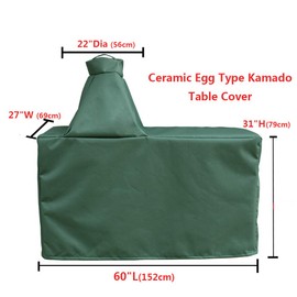 Mini Lustrous Cover for Large Ceramic Egg-type Kamado, Waterproof Fabric, 60'Lx27'Wx31'H, Green