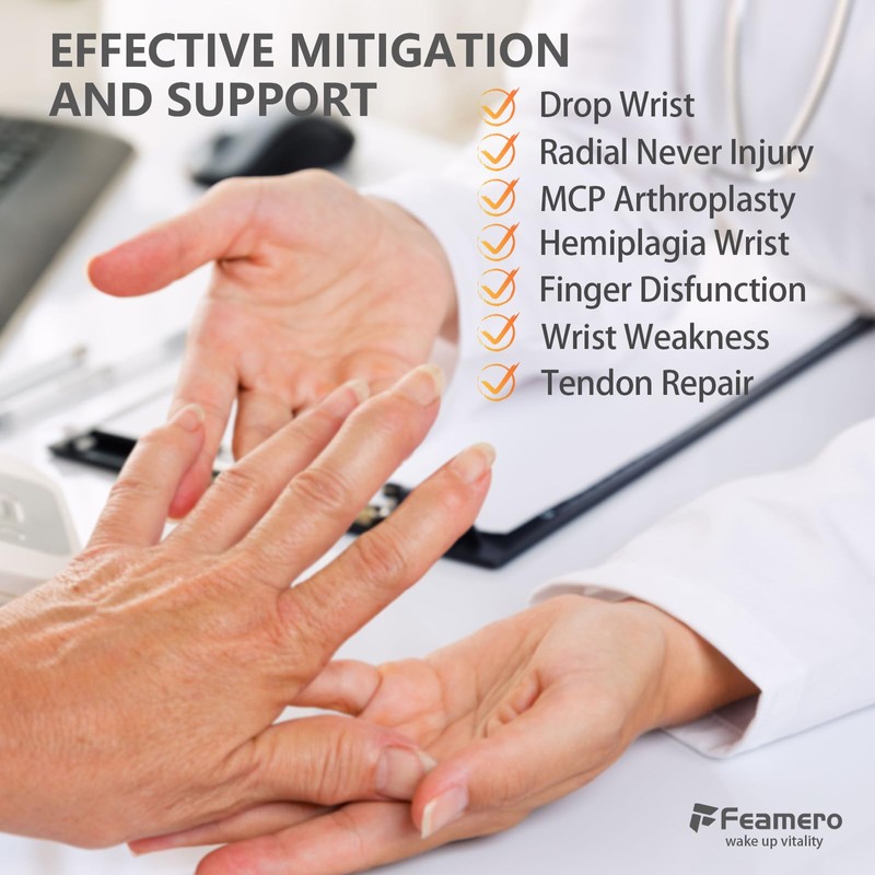 Feamero Radial Nerve Palsy Splint with Knob, Adjustable Dynamic Wrist