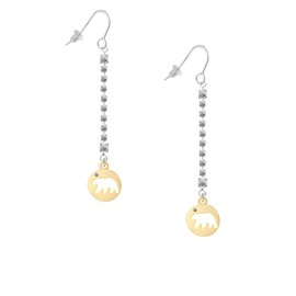 Delight Jewelry Goldtone Bear Silhouette Silver-tone Long Sparkle Dangle French Earrings