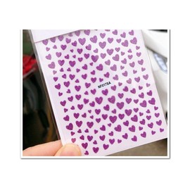 Generic Glitter Heart Nail Sticker Love Hearts Valentine Day Self Adhesive Nail Decals Purple Nail Wraps Stickers Manicure Supplies for Women Nails Full Long Lasting Easy Apply and Remove