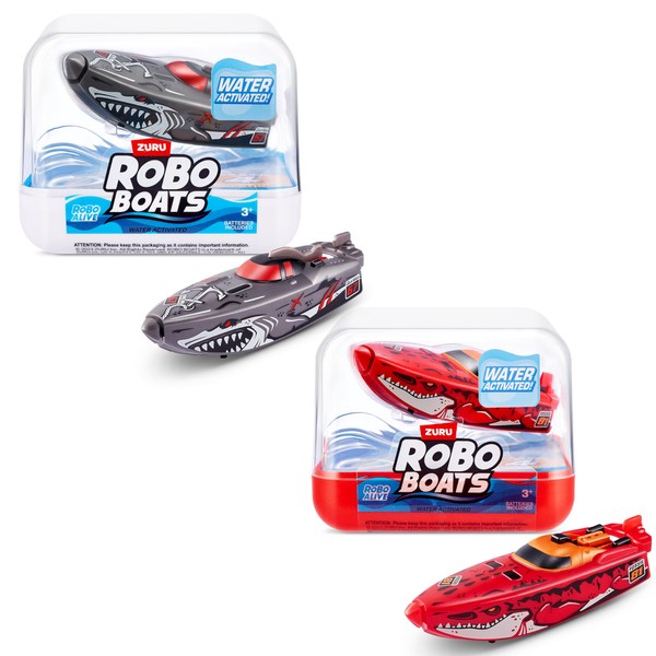 ROBO ALIVE Robo Boats, White Shark & Dino Shark Boat, (Pack of 2)