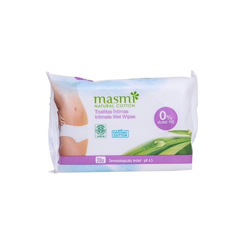 MASMI Natural Cotton Organic Intimate Care Wipes, Pack of 20