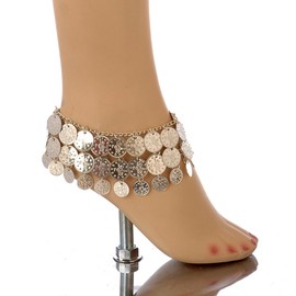 Belly Dance Anklet with Coins, Silver