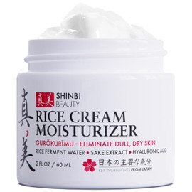 Shinbi Beauty Japanese Skincare Moisturizer for Face - Rice Cream With Rice Ferment + Sake Extract - J Beauty Natural Asian Skincare Products 2oz