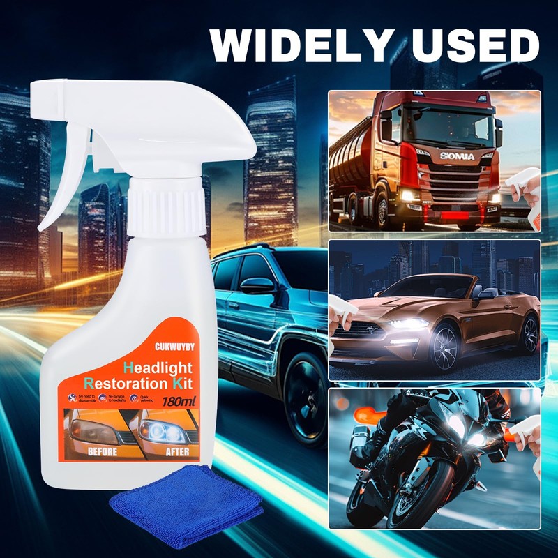 Headlight Restoration Kit Headlight Cleaner Head Light Cleaner Removing Yellowing