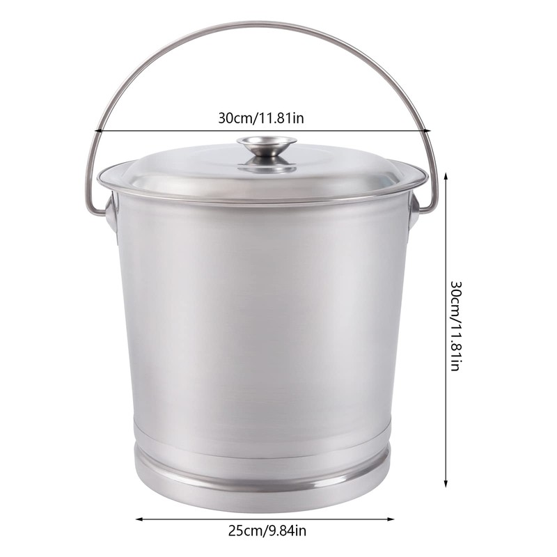 WUSILILU 14L Stainless Steel Bucket with Lid, Handle, Open Lip