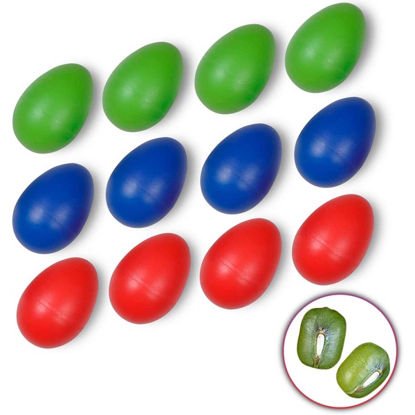 Egg Shakers NO LEAD PELLETS! KID-SAFE BEANS! Durable ABS Plastic Musical Percussion Instruments – BPA-FREE Toy Shaker Rattle Maracas For Kids, Children, Toddlers, Babies, Infants (12-Pack, Original)