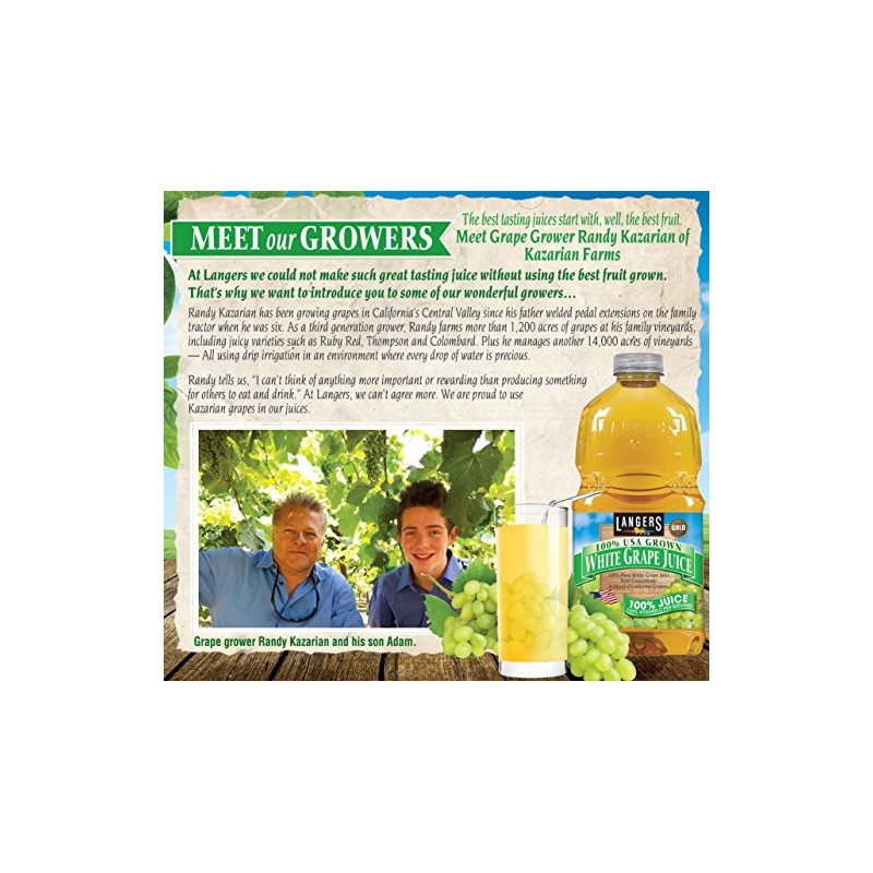 Langers Juice, White Grape with Vitamin C, 64 Ounce (Pack