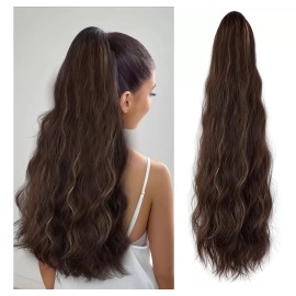 Xbwig Extensiones Natural Coletas Cola Caballo Ondulado 24 PLG