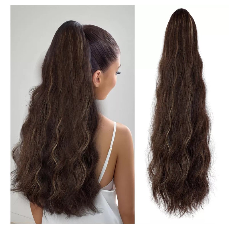 Xbwig Extensiones Natural Coletas Cola Caballo Ondulado 24 PLG