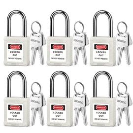 BOZZYS Lockout Tagout Locks,6Pack White Loto Locks,2 Keys Per Safety Lockout Padlock,Lock Out Locks Keyed Different,Lock Out Tag Out Pad Locks Set for Industrial Lockout Tagout Kit(BD-GT06KD-6PCS)