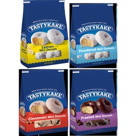 Tastykake Mini Donuts Variety Pack, Lemon, Powdered, Cinnamon, Frosted Flavors, 10 oz Bags