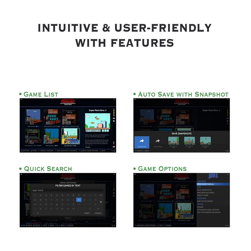 Sonicon Preloaded RetroPie Batocera Emulator MicroSD Card w/NES/SNES/Sega/GB/Atari/Arcade/Mame/Genesis/N64, Plug&Play (128GB,
