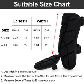 Beutyal Baseball Leg Guard, Batter's Leg Guard Softball Baseball Shin Guard for Adult Black Catcher Leg Guards with Adjustable Strap