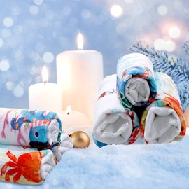 Peryiter 4 Pcs Christmas Beach Hand Towels Xmas Ocean Theme Bath Towels Kitchen Dish Towels Dolphin Sea Turtle Beach Octopus Crab Soft Dish Towels for Winter Housewarming Holiday Decoration Gift