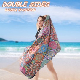 Beach Towel Sand Free 180x90cm Pool Towels with Travel Bag,Oversized Travel Towel Lightweight Compact Beach Accessories,Large Sand Free Beach Towels (Havana)
