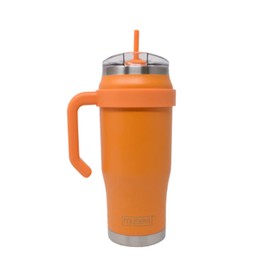 MyBevi Outlander Premium Stainless Steel Travel Mug - Hot and Cold, 3-Layer Insulation, Sturdy Handle - Durable & Stylish On-the-Go Companion - 32 Oz | Orange