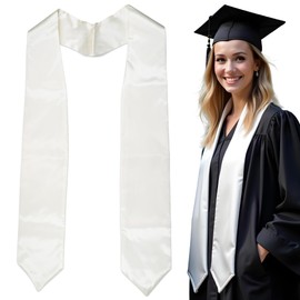 KOTANZ Graduation Stole 70” Long, Plain Graduation Sash for School, College, Class Honor Sash for Students, Unisex, Girls and Boys (White)
