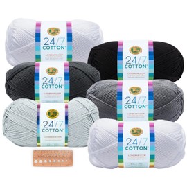 Lion Brand Yarn - 24/7 Cotton - 6 Skein Assortment (Noir)
