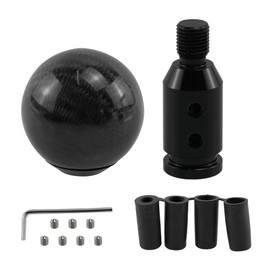 RYANSTAR RACING Carbon Fiber Shift Knob Gear Shifter Knobs with 3 Adapters Round Ball Stick Shifter Level Black with Adapter 12x1.25mm Compatible with Most Vehicles