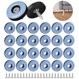 Teflon Gliders for Screws, Pack of 24 Teflon Furniture Gliders for Screwing Floor Gliders Diameter 22 mm Furniture Gliders with 24 Pieces Stainless Steel Screws Carpet Gliders for Tiles Furniture
