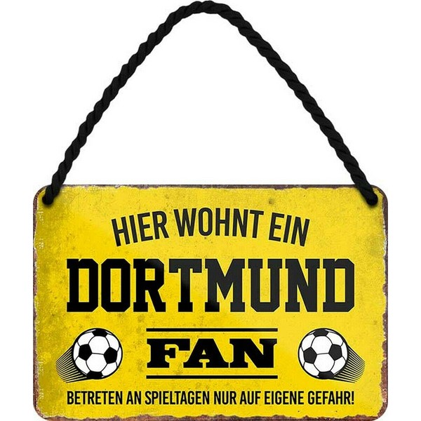 Blechschilder German writing, Hier wohnt ein Dortmund Fan / Offizieller Dortmund Fan / Ich Bin Dortmund Fan, Decorative Metal Sign, Gift for Birthday or Christmas