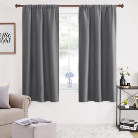 NANWEI Cortinas Blackout para Recamara con Aislamiento Térmico, Cortinas para Sala 100% Poliéster Tela, Reducción de Ruido, Suave Cortinas con Bolsillo para Barra, 2 Paneles, 106.6 x 160 cm, Gris