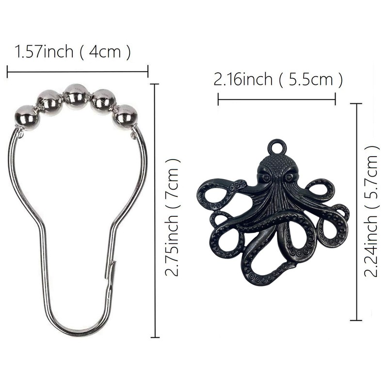ZILucky Set of 12 Octopus Shower Curtain Hooks Decorative Home
