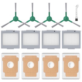 Fixbetter Accessories Kit for iRobot Roomba Max 705 Vac/iRobot roomba Plus 504 Vac Robot Vacuum Cleaner, 4 HEPA Filters, 4 Side Brushes, 4 Dust Bags, 1 Cleaning Brush