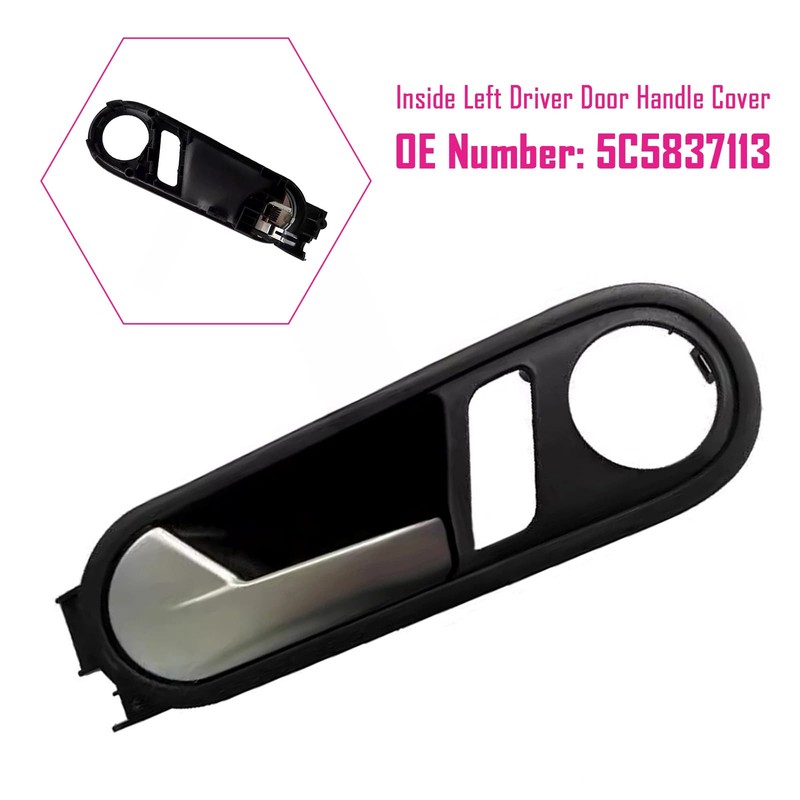 Topteng Interior Left Driver Door Handle Cover 5C5837113 for VW
