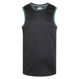 Pullonsy Men's Basketball Jersey for Women Unisex Adult Sport Uniform Mesh Sleeveless Shirts Workout Gym Clothing,Forest Green Neck-Black Jersey,Size 2X-Large