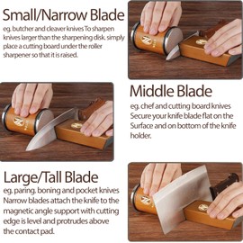 N NELIT Rolling Knife Sharpener Kit With 15- & 20-Degree Magnetic Angle Stand – Magnetic Knife Sharpener Made Easy - Roller Knife Sharpener Tool for Kitchen Knives - Manual Knife Sharpener