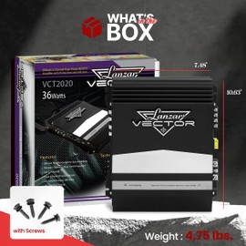 Jovial 2 Channel Car Stereo Amplifier - 36W High Power 2-Channel Audio Sound Auto Small Speaker Amp Box w/MOSFET, Crossover, Bass Boost Control, RCA Input and Line Output