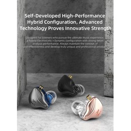 KZ ZEX Earbuds 1 electrostatic + 1 Dynamic Earphone in Ear Monitor Headphone with Detachable Cables Suitable for Audio Engineer, Musician (Rose Gold, Without Mic)