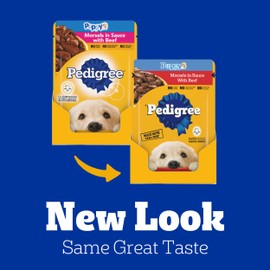 Pedigree Puppy Wet Dog Food Morsels in Sauce with Beef, 3.5 oz. Pouches, 16 Pack