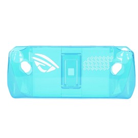 Game Console Clear Case Shockproof Prevent Slip TPU Protective Cover with Bracket for ASUS ROG Ally Handheld 2023 Transparent Blue