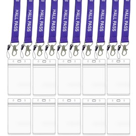 Hall Pass Lanyards with Card Holders, School Classroom Passes Lanyard Set for Teacher Parents (10 x Library)